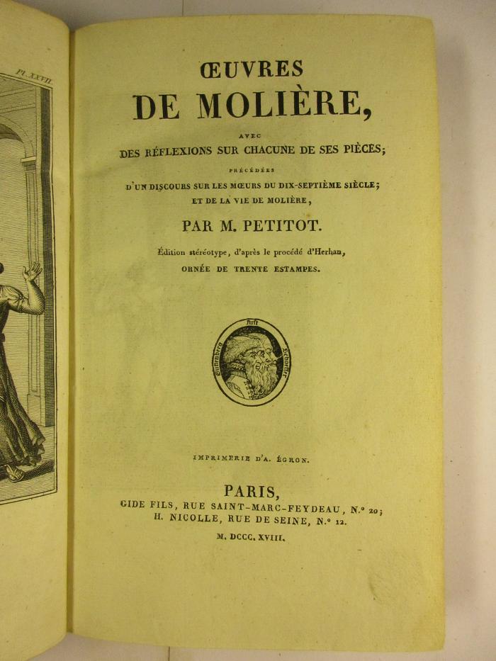 1 N 36-6 : L'étourdi, ou les contre-temps. Le dépit amoureux. Les précieuses ridicules. Sganarello, ou le cocu imaginaire (1818)