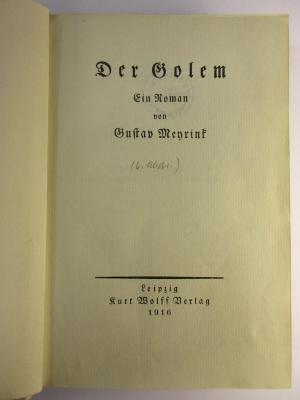 5 L 204&lt;6&gt; : Der Golem (1916)