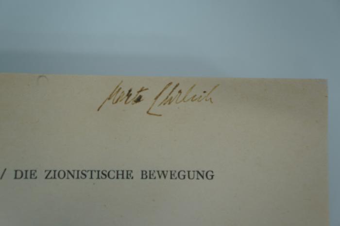 02A.008063 : Die zionistische Bewegung bis zum Ende des Weltkrieges (1935);- (Ehrlich, Marta), Von Hand: Autogramm; 'Marta Ehrlich'. 