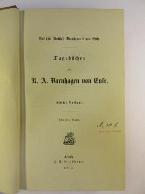2 F 153&lt;2&gt;-2 : Tagebücher : aus dem Nachlaß Varnhagen's von Ense (1863)