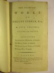 1 M 62-2 : The Careless Husband, The Rival Fools, The Lady's Last Stake, Richard III. (1777)