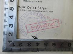 - (Reichsversicherungsamt), Stempel: Name; 'Reichsversicherungsamt (gestempelt: Entwidmet)'. 