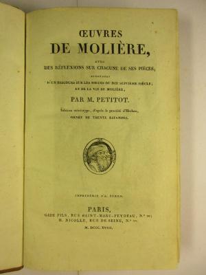 1 N 36-4 : L'étourdi, ou les contre-temps. Le dépit amoureux. Les précieuses ridicules. Sganarello, ou le cocu imaginaire (1818)