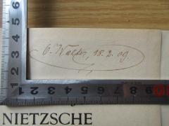 - (Walter, G.), Von Hand: Autogramm, Datum; 'G. Walter, 18.2.09.'. 