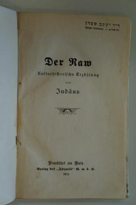 02A.014675 : Der Raw : Kulturhistorische Erzählung von Judäus (1913)