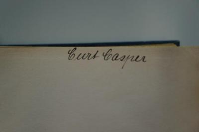 02A.016377 : Die Familie Mendelssohn 1729-1847 : Nach Briefen und Tagebüchern (1924);- (Casper, Curt), Von Hand: Autogramm; 'Curt Casper'. 