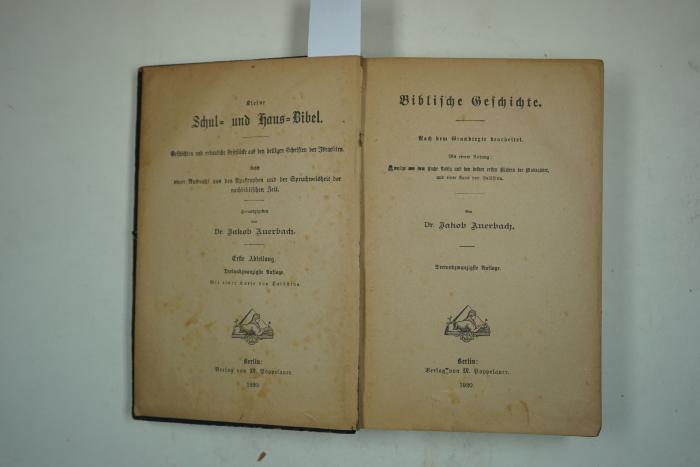  Biblische Geschichte. Mit einem Anhang: Auszüge aus dem Buche Tobia und den beiden ersten Büchern der Makkabäer, und einer Karte von Palästina. (1920)