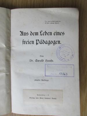 DN 2000 H369(5) : Aus dem Leben eines freien Pädagogen (1904)