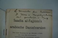 - (Spiegel, Hermann;Weisse, Rabb. Dr. Samson), Von Hand: Name; 'Der ehrwürdigen Herrn Rabbiner Dr. Weisse in Verehrung u. Dankbarkeit gewidmet v. Verf.[asser]'. 