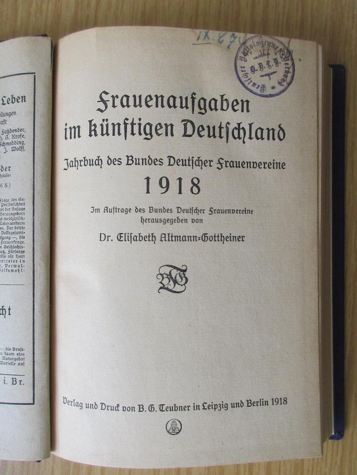 9 ZE 98-1918 : Frauenaufgaben im künftigen Deutschland (1918)