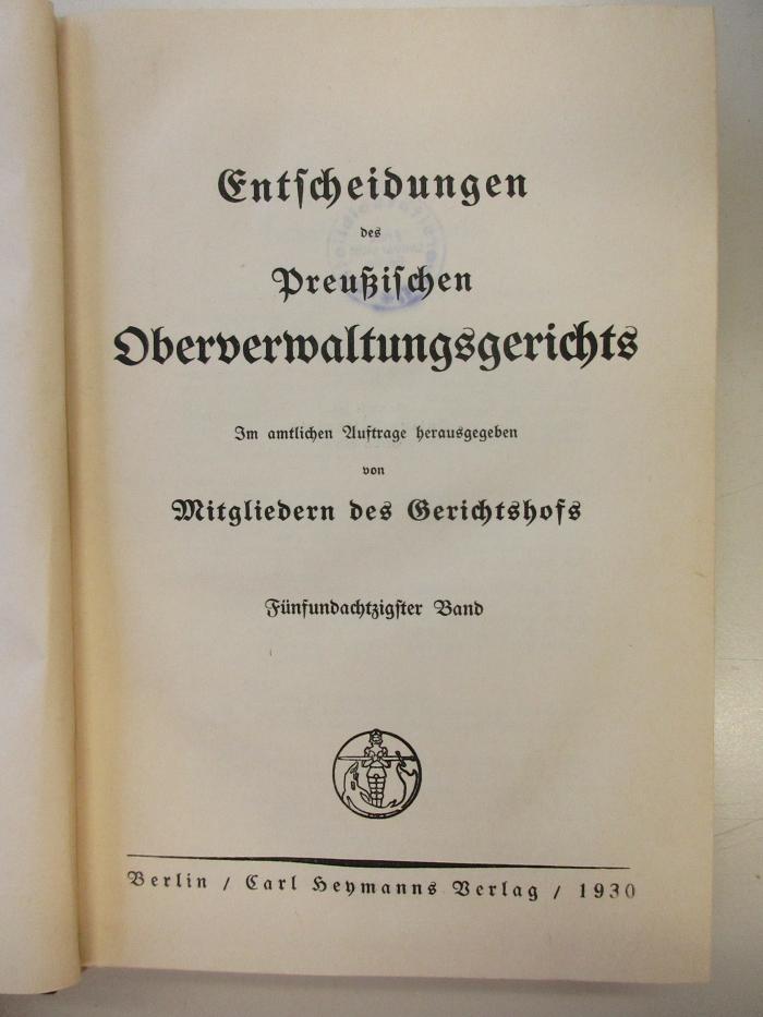 PM 9940-85.1930 : Entscheidungen
des
Preußischen Oberverwaltungsgerichts (1930)
