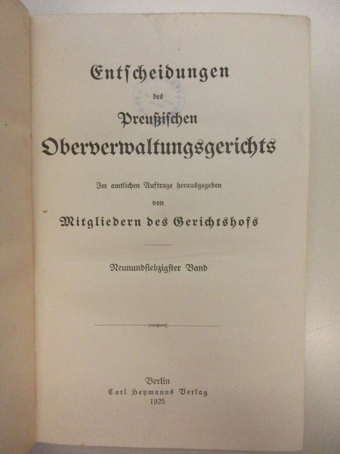 PM 9940-79.1925 : Entscheidungen
des
Preußischen Oberverwaltungsgerichts (1925)