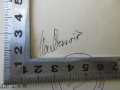 - (Dessoir, Max), Von Hand: Autogramm; 'Max Dessoir'. 