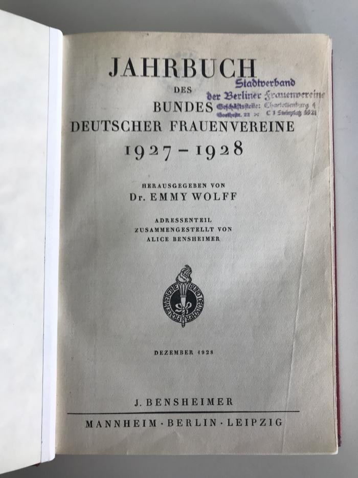 9 ZE 98 : Jahrbuch des Bundes Deutscher Frauenvereine 1927-1928 (1928)