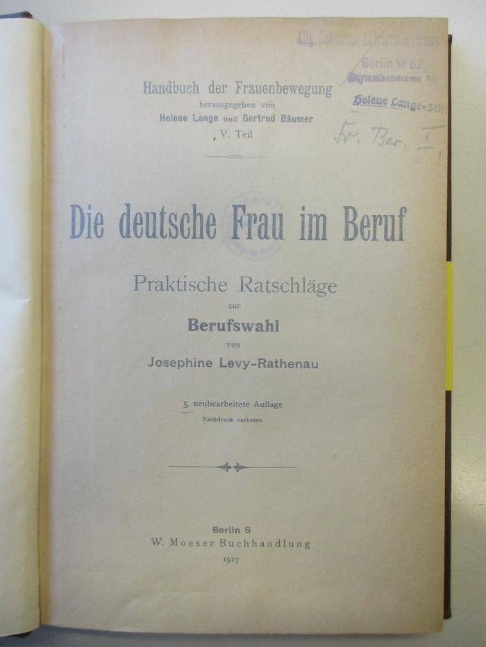 MS 3150 A3 L274-5 : Die deutsche Frau im Beruf (1917)