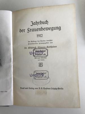 Ed 467 - 1912 : Jahrbuch des Bundes Deutscher Frauenvereine 1912 (1912)