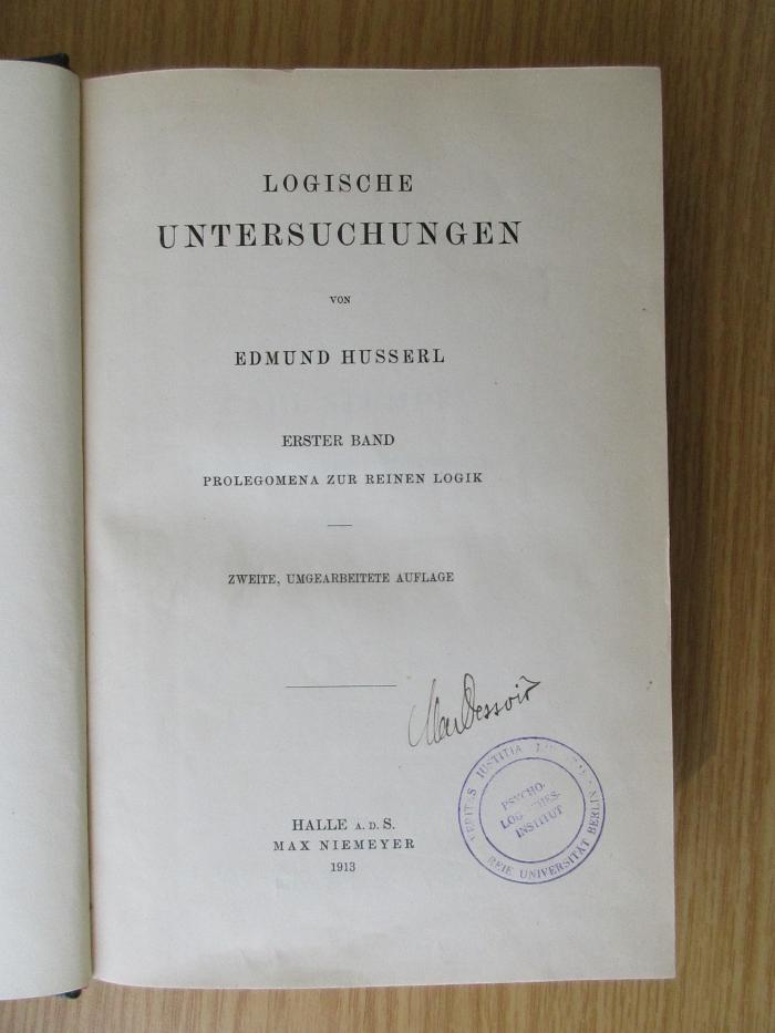 CI 3004 L832(2)-1/2 : Logische Untersuchungen, Bd. 1/2 (1913)