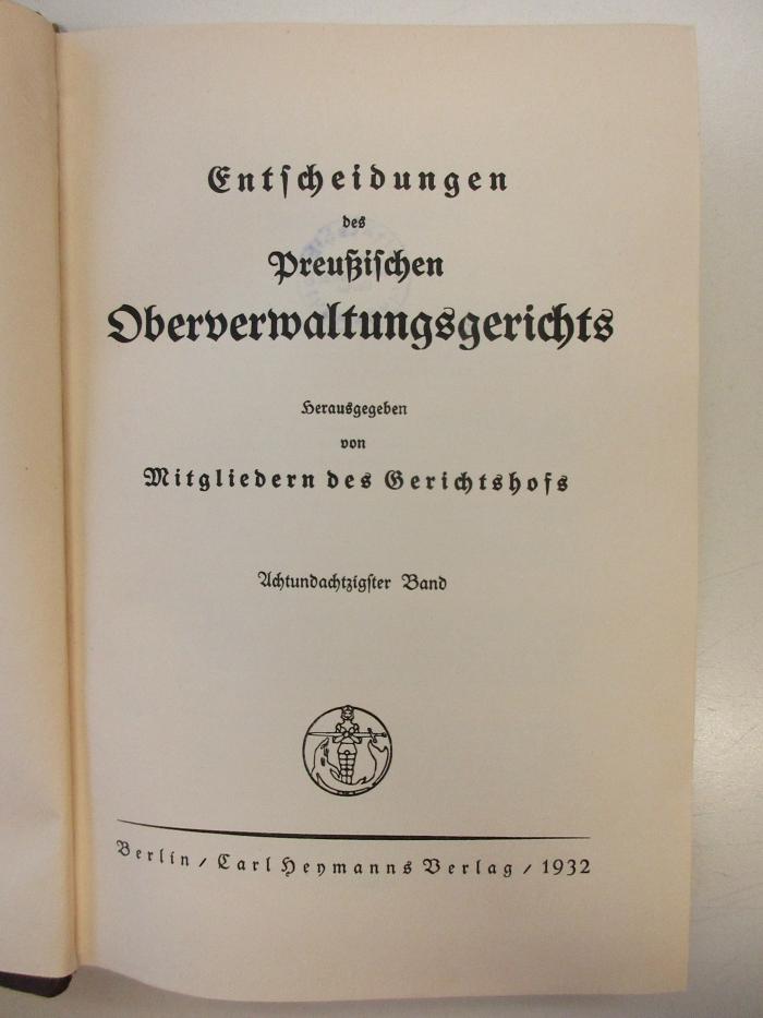 PM 9940-88.1932 : Entscheidungen
des
Preußischen Oberverwaltungsgerichts (1932)