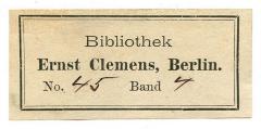 - (Clemens, Ernst), Von Hand: Signatur; '[No.] 45 [Band] 4'. 