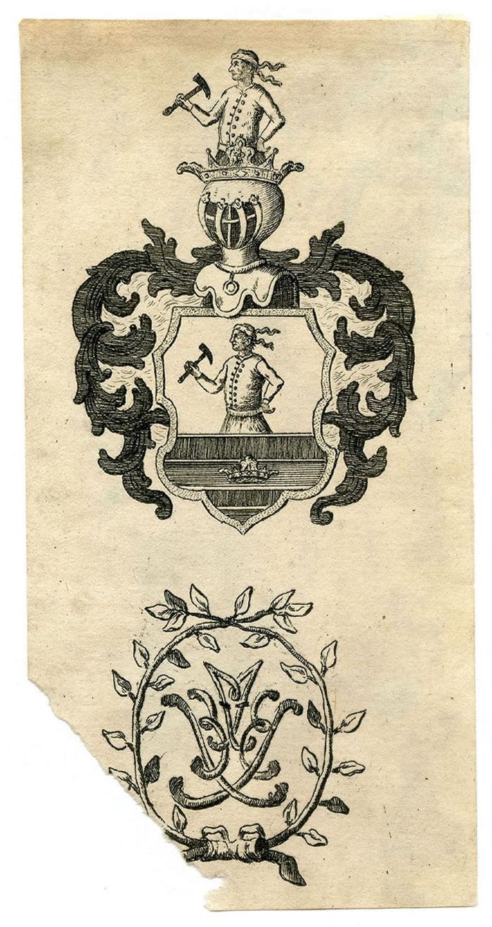 Exlibris-Nr. 581;- (unbekannt), Etikett: Wappen, Abbildung.  (Prototyp)