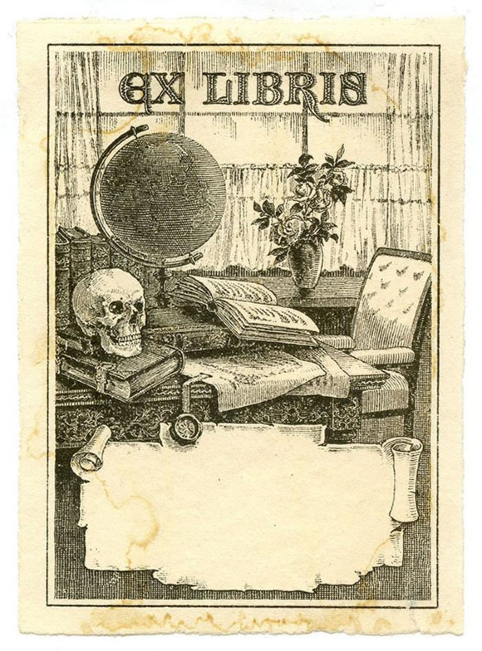 Exlibris-Nr. 583;- (unbekannt), Etikett: Exlibris, Abbildung; 'Ex Libris'.  (Prototyp)