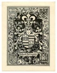 - (Béringuier, Richard), Etikett: Exlibris, Wappen, Name; 'Richard Béringuier'.  (Prototyp)