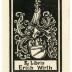 - (Wirth, Erich), Etikett: Exlibris, Wappen, Name; 'Ex Libris Erich Wirth'.  (Prototyp)
