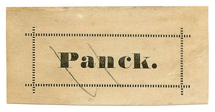 - (Panck, [?]), Etikett: Name, Exlibris; 'Panck.'.  (Prototyp);Exlibris-Nr. 721