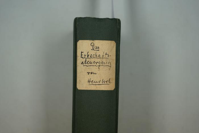 - (Bibliothek des Jüdischen Central-Vereins E.V.;Central-Verein Deutscher Staatsbürger Jüdischen Glaubens), Etikett: Berufsangabe/Titel/Branche; 'Das Erbschaftssteuergesetz von Henckel'. 