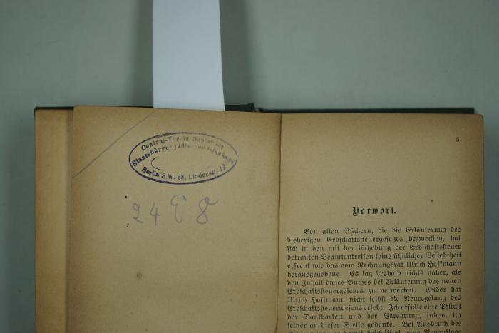 - (Bibliothek des Jüdischen Central-Vereins E.V.), Von Hand: Nummer; '2498'. 