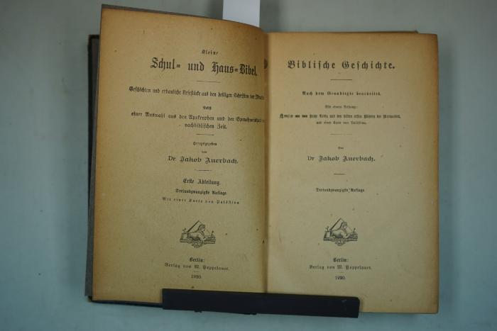  Kleine Schule- und Hausbibel. Geschichten und erbauliche Lesestücke aus den heiligen Schriften der Israeliten. Nebst einer Auswahl aus den Apocryphen und der Spruchweisheit der nachbiblischen Zeit. (1920)