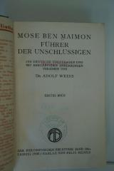 94 019489 : Moses Ben Maimon : Führer der Unschlüssigen : ins Deutsche übertragen und mit erklärenden Anmerkungen versehen I (1923)