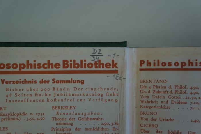 94 019489 : Moses Ben Maimon : Führer der Unschlüssigen : ins Deutsche übertragen und mit erklärenden Anmerkungen versehen I (1923);- (unbekannt), Von Hand: Signatur, Preis; 'D2/34 -1-

-1.Ex-'. 