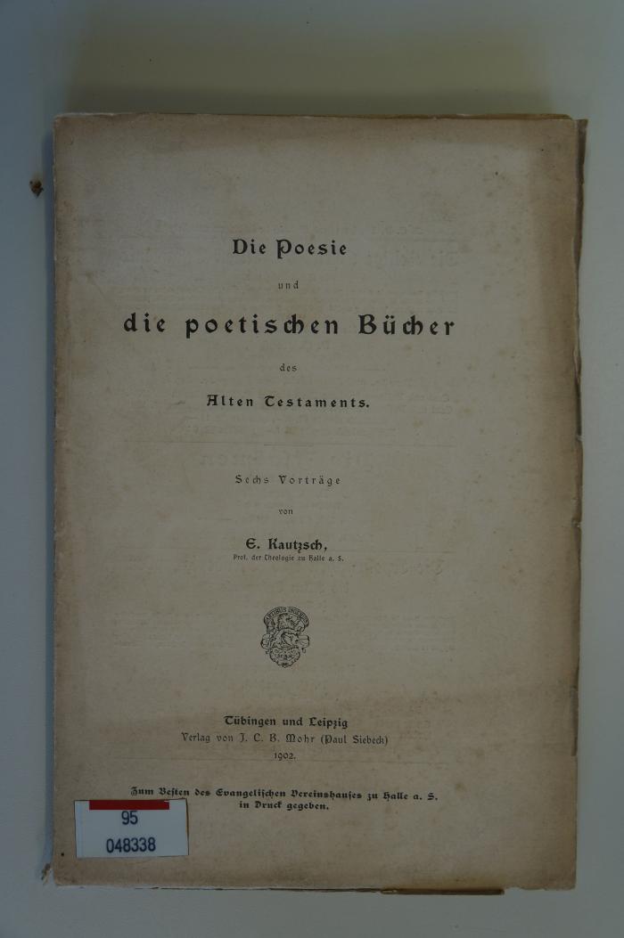 95 048338 : Die Poesie und die poetischen Bücher des Alten Testaments. Sechs Vorträge (1902)