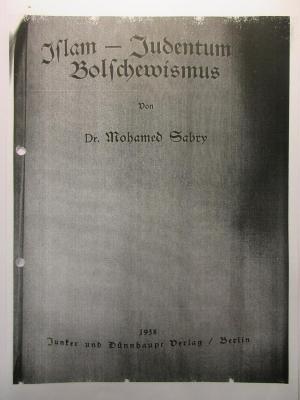 2 ZA 533-1,38 : Islam - Judentum - Bolschewismus (1938)