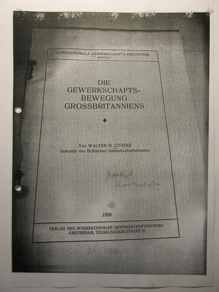 38/80/40028(0) : Die Gewerkschaftsbewegung Grossbritanniens (1926)