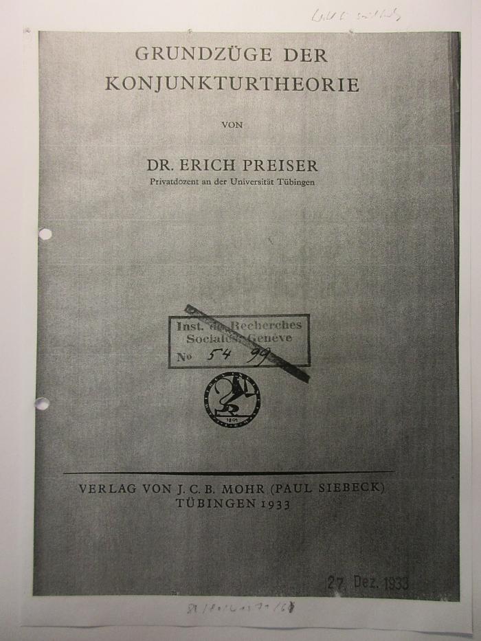 88/80/41571(6) : Grundzüge der Konjunkturtheorie (1933)