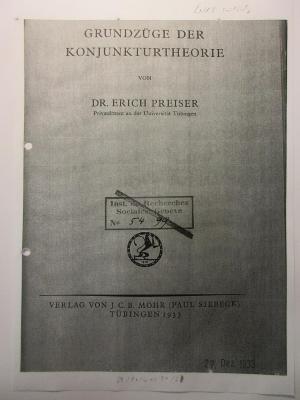 88/80/41571(6) : Grundzüge der Konjunkturtheorie (1933)