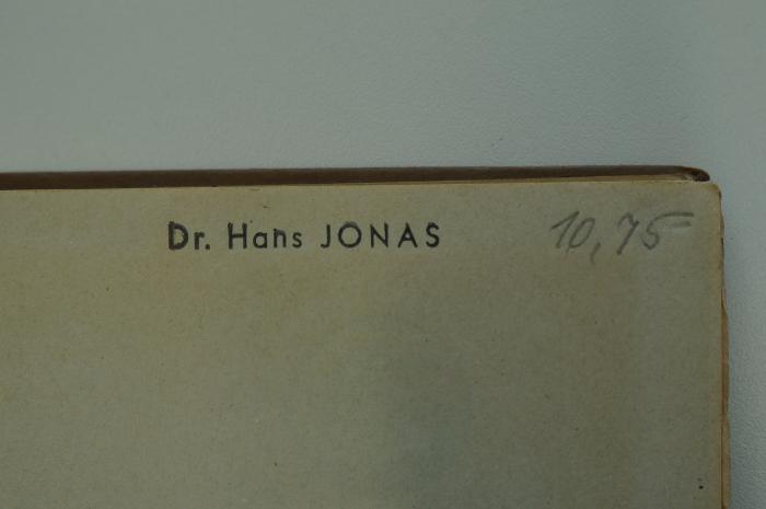 96 017370 : Die Geschichten des Rabbi Nachman : ihm nacherzählt (1918);- (unbekannt), Von Hand: Preis; '10,75'. ;- (Jonas, Hans), Stempel: Name; 'Dr. Hans Jonas'. 