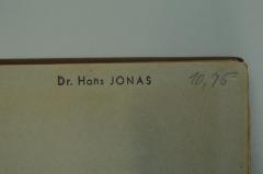 - (Jonas, Hans), Stempel: Name; 'Dr. Hans Jonas'. 