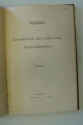 96 002202 : Studien zur Geschichte des jüdischen Gottesdienstes (1907)