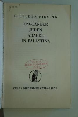 96 025709 : Engländer, Juden, Araber in Palästina (1939)