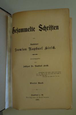 96 017373d : Gesammelte Schriften von Rabbiner Samson Raphael Hirsch, Bd. 4 (1908)