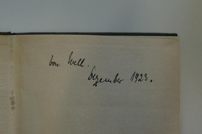 97 015732 : Gedichte : Aus dem Hebräischen übertragen (1920);- (von Well), Von Hand: Autogramm, Datum; 'Von Well
Dezember 1923.'. 
