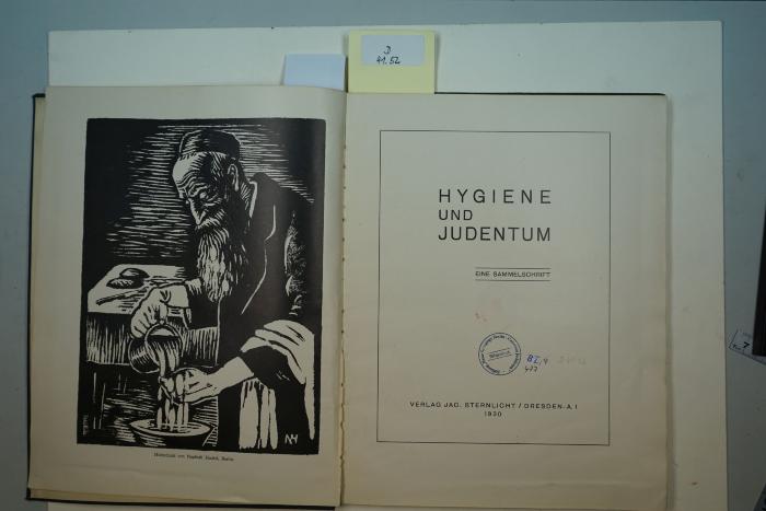 D 41 52: Hygiene und Judentum. Eine Sammelschrift. (1930)