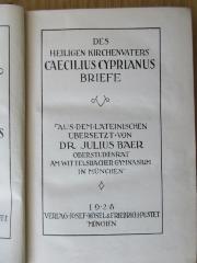 BO 1160 B582-1,60+3 : Des heiligen Kirchenvaters Caecilius Cyprianus Briefe