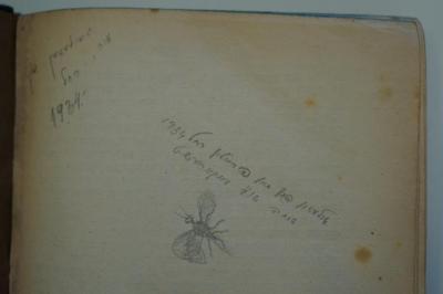 98 031130b : אידישע פאלקס געשיכטע (1927);- (Sṭroloṿiṭsh, Raḥel), Von Hand: Name, Datum, Notiz, Abbildung; 'געלעזון פון מורי רחל 1934
שותה שו׳׳ב תוקוורעשט'. 