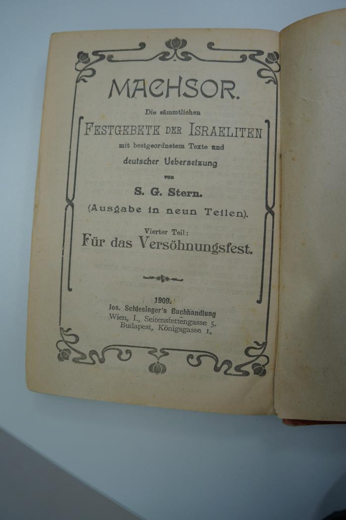 98 008843d : Für das Versöhnungsfest (1909)