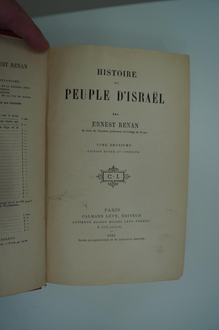 98 031134 : Histoire de Peuple D'Israël 2 (1895)
