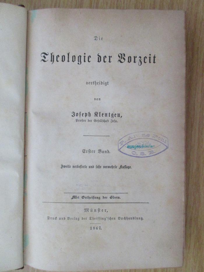 BN 2052 K64-1(2) : Die Theologie der Vorzeit, Bd. 1 (1867)